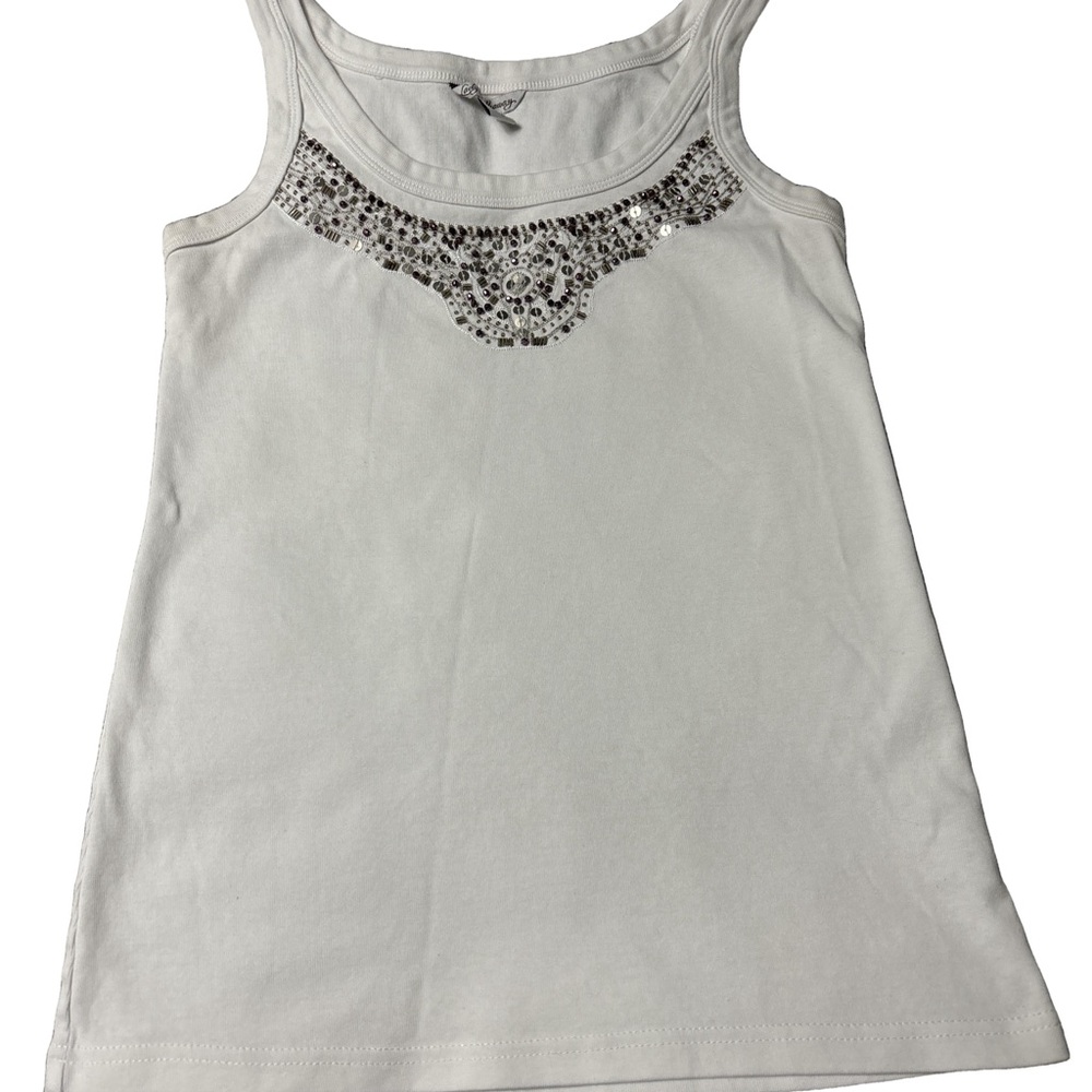 Womenβs white tank top with beading size L